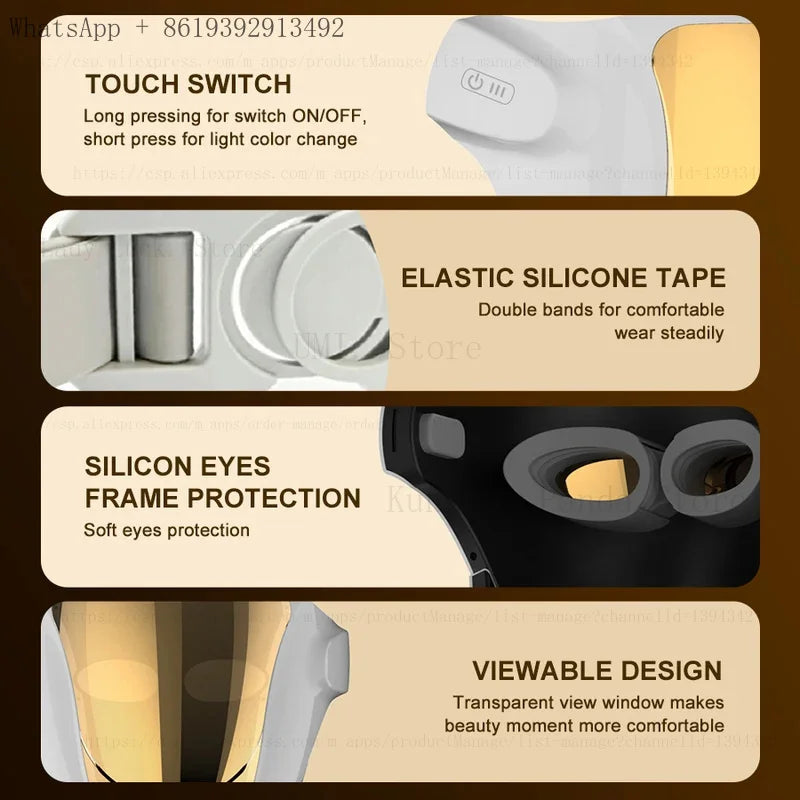 NIR LED Face Mask Red Light Therapy Respirable 3 Colors 807 Lamp Anti-Aging Acne Treat Reduce Wrinkle Full Facial Neck Care Mask