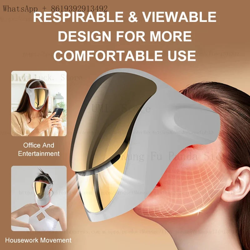 NIR LED Face Mask Red Light Therapy Respirable 3 Colors 807 Lamp Anti-Aging Acne Treat Reduce Wrinkle Full Facial Neck Care Mask